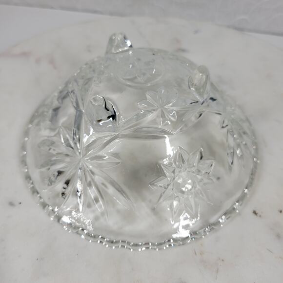 Vintage Crystal 3 Toed Footed Cut Glass Bowl 6.5"x2.5" Clear Candy Trinket Dish - Picture 12 of 16